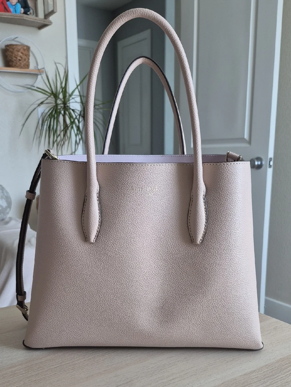 Kate Spade Medium Eva Satchel Pebbled Leather Tote Bag in Light Blush - Picture 1 of 9